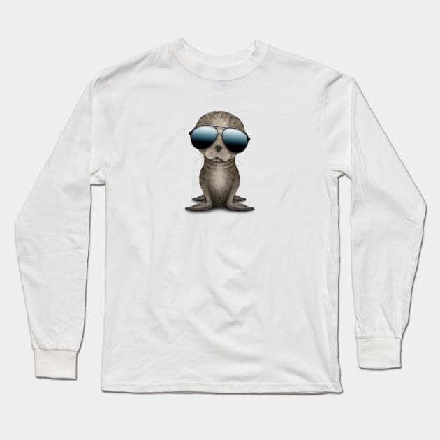 Cute Baby Seal Wearing Sunglasses Long Sleeve T-Shirt by jeffbartels